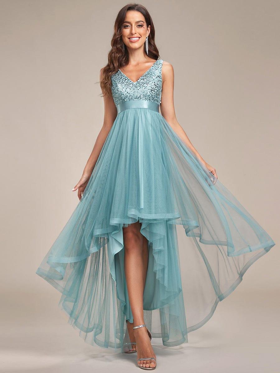 ever CALLIE|Sequin V-Neck Sleeveless High Low Evening Dress - Image 64