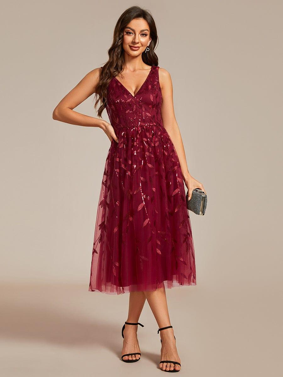 ever ROUX|Sequined V-Neck A-Line Midi Wedding Guest Dress(Final Sale)