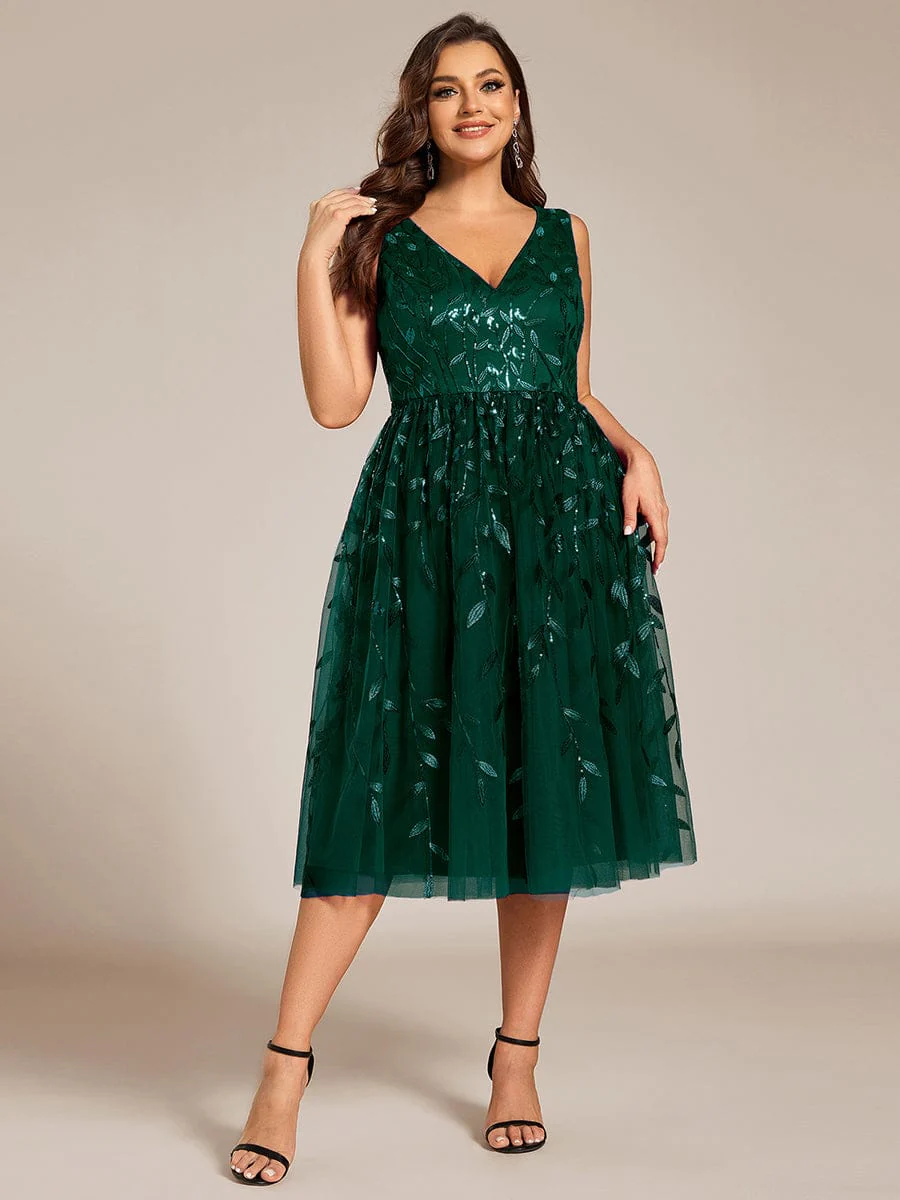 ever ROUX|Sequined V-Neck A-Line Midi Wedding Guest Dress(Final Sale) - Image 34