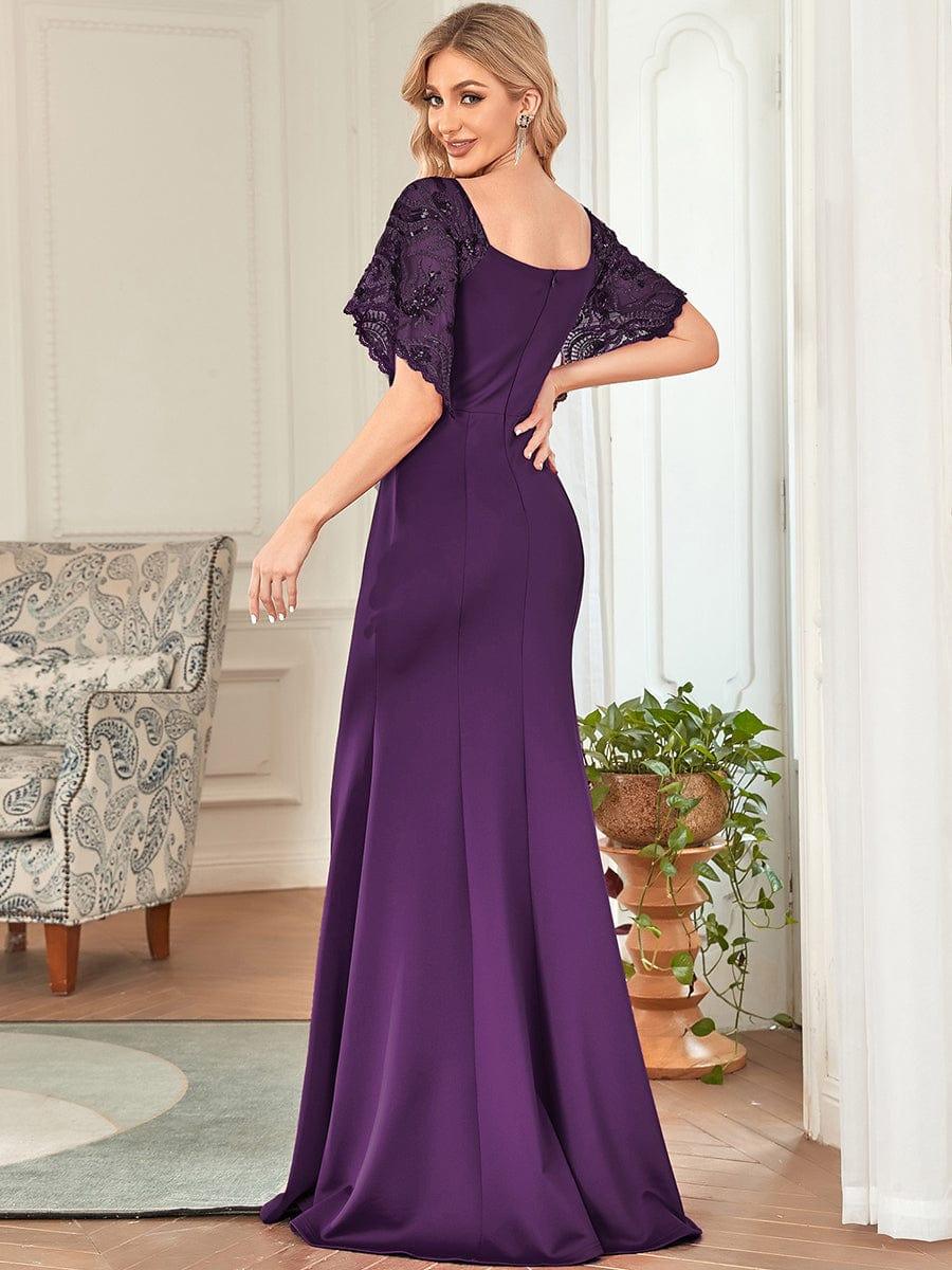 ever SLOANE|Sexy Maxi V Neck Bodycon Party Dress with Flare Sleeves(Final Sale) - Image 34