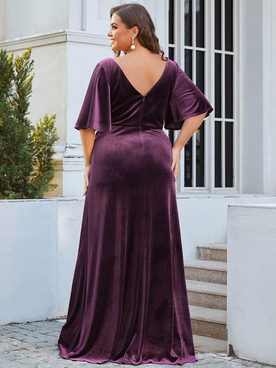 ever REINE|Sexy V Neck Maxi Long Velvet Evening Dress - Image 26