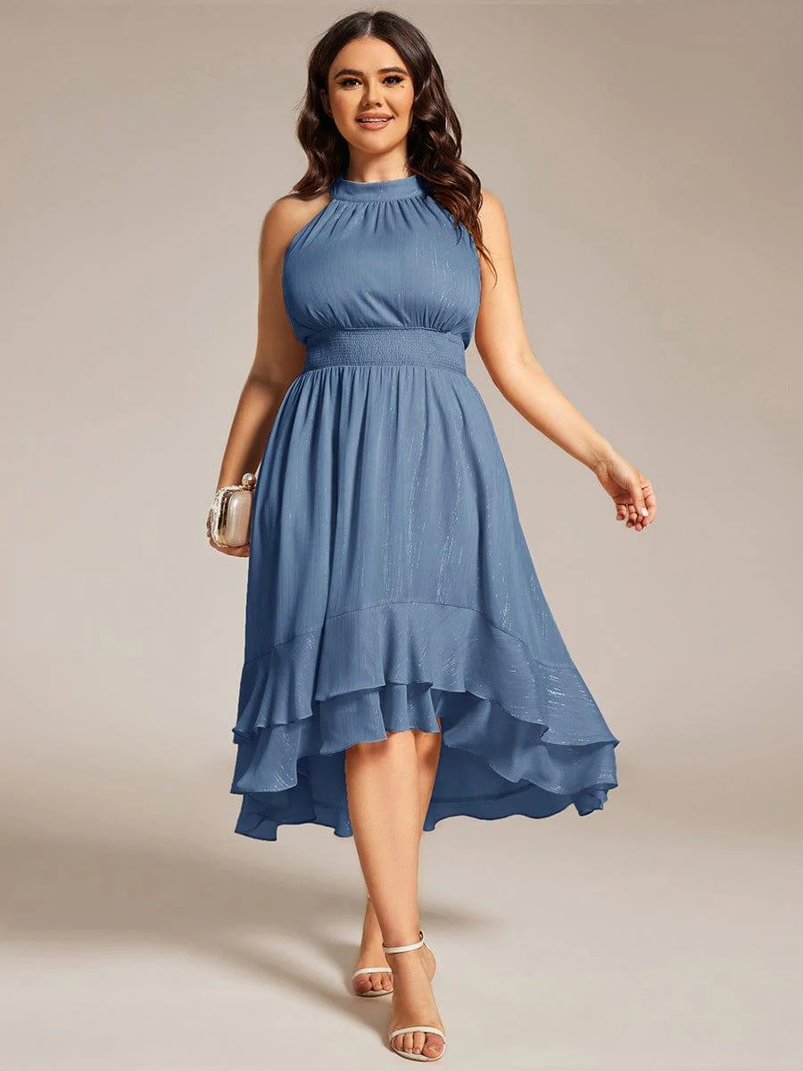 ever ZOYA|Shimmering Pleated High-Low Ruffle Wedding Guest Dress(Final Sale) - Image 14