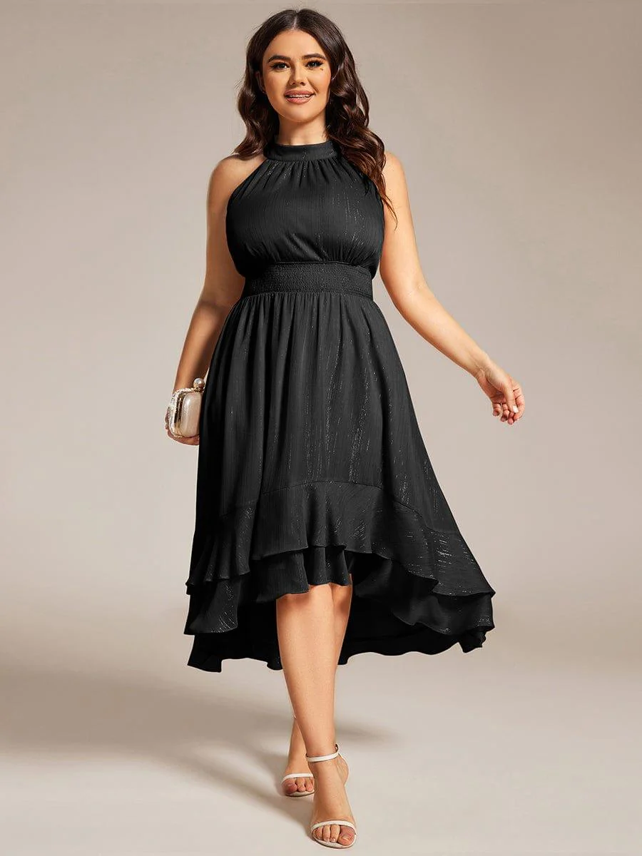 ever ZOYA|Shimmering Pleated High-Low Ruffle Wedding Guest Dress(Final Sale) - Image 6