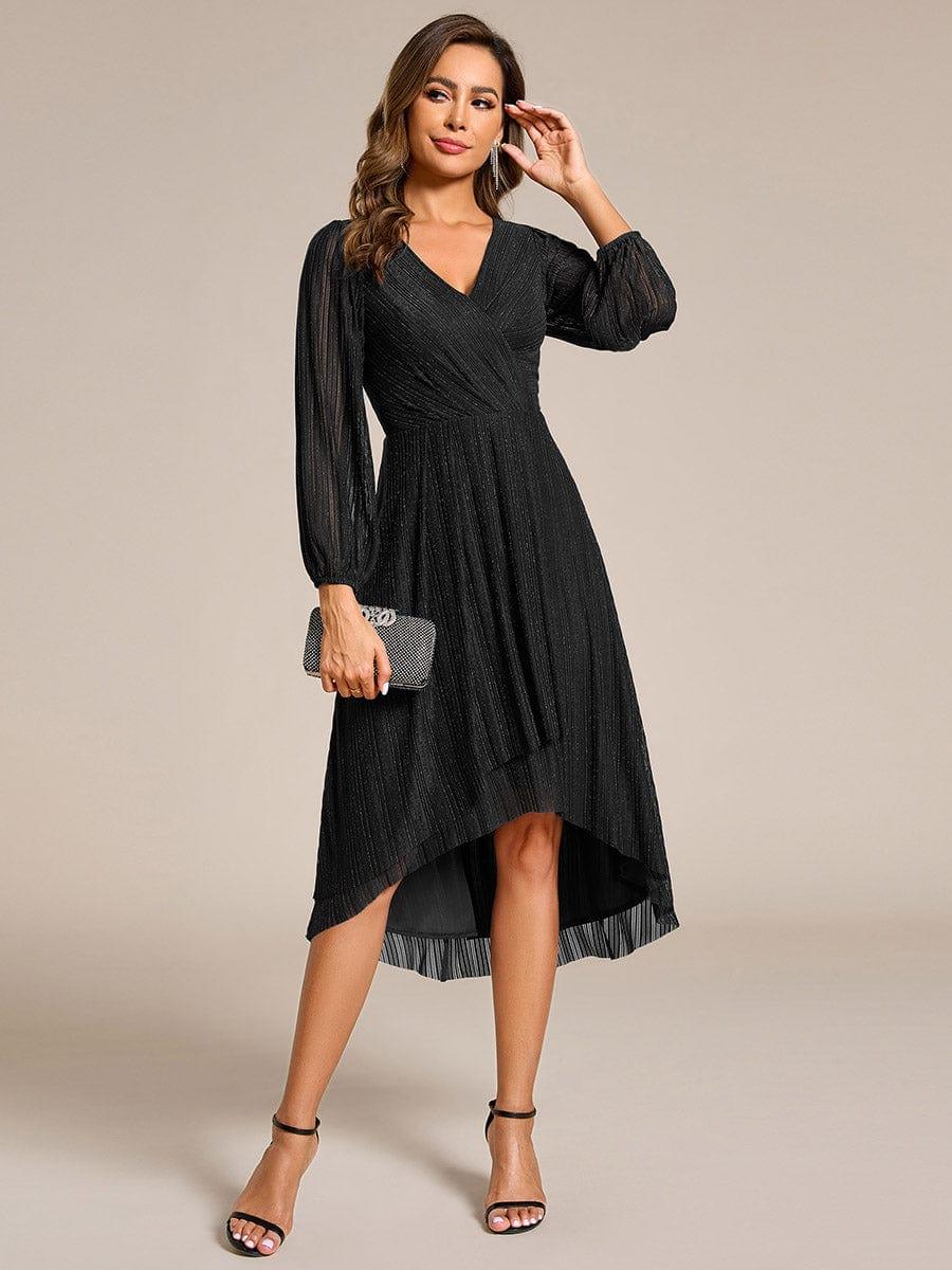 ever BRISTOL|Shiny Faux-Wrap Midi Wedding Guest Dress(Final Sale) - Image 4