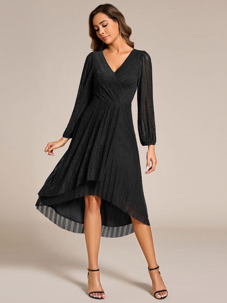 ever BRISTOL|Shiny Faux-Wrap Midi Wedding Guest Dress(Final Sale) - Image 5