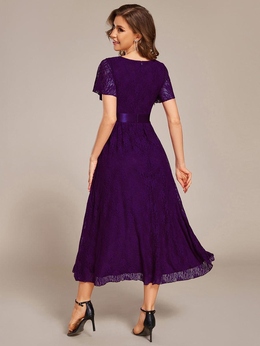 ever SEVYN|Short Sleeve Ruffled Lace Midi Evening Dress - Image 22