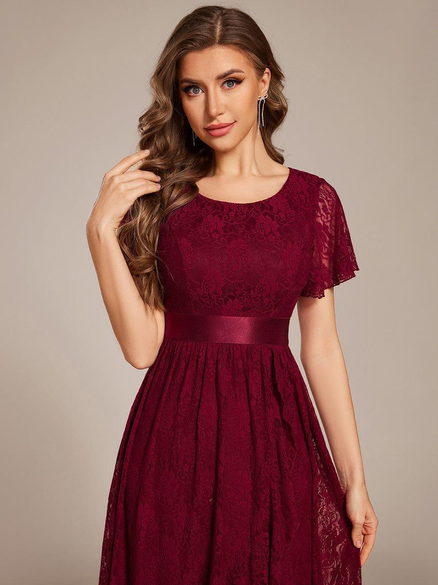 ever SEVYN|Short Sleeve Ruffled Lace Midi Evening Dress - Image 3