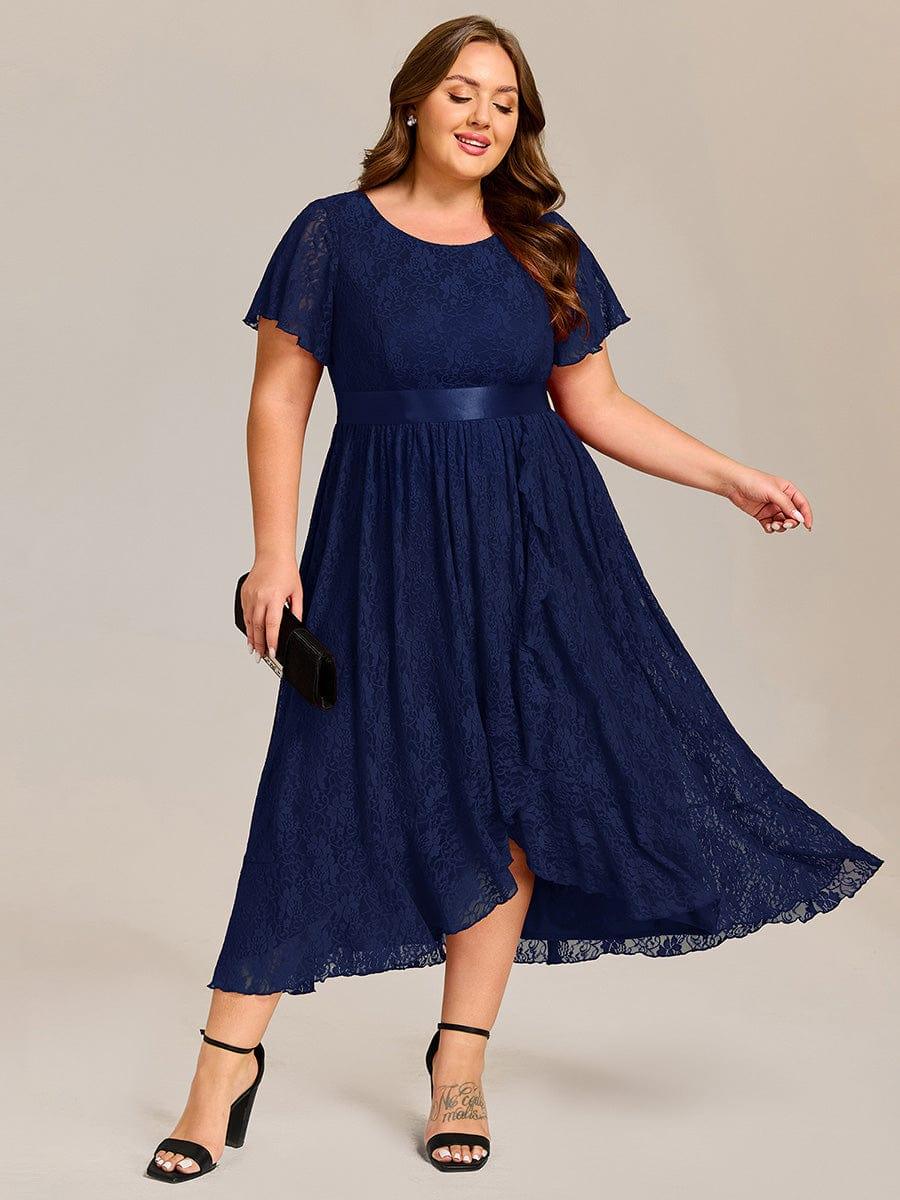 ever SEVYN|Short Sleeve Ruffled Lace Midi Weeding Guest Dress - Image 20