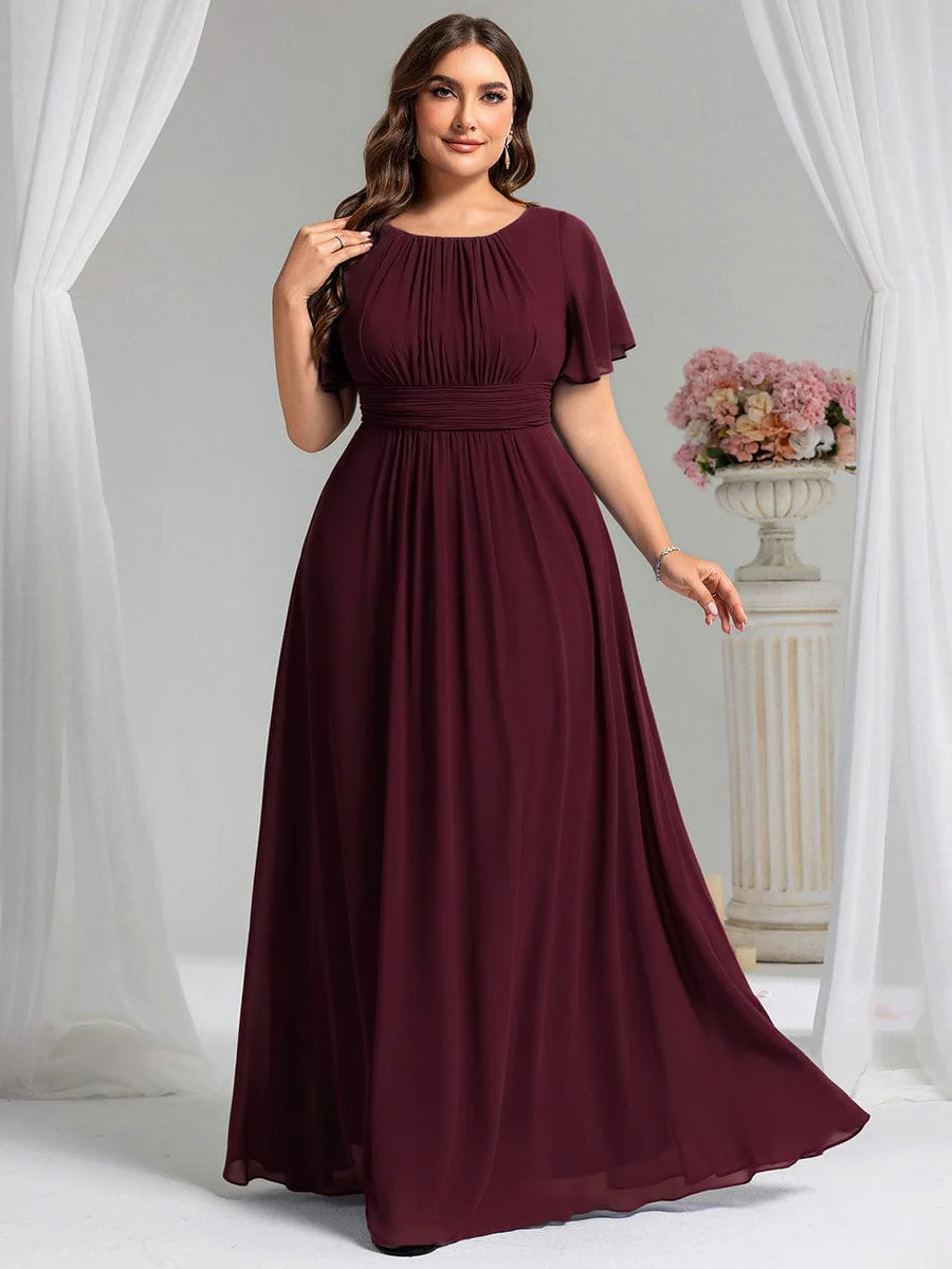 Simple Chiffon Pleated A-Line Round Neckline Bridesmaid Dress - Image 147