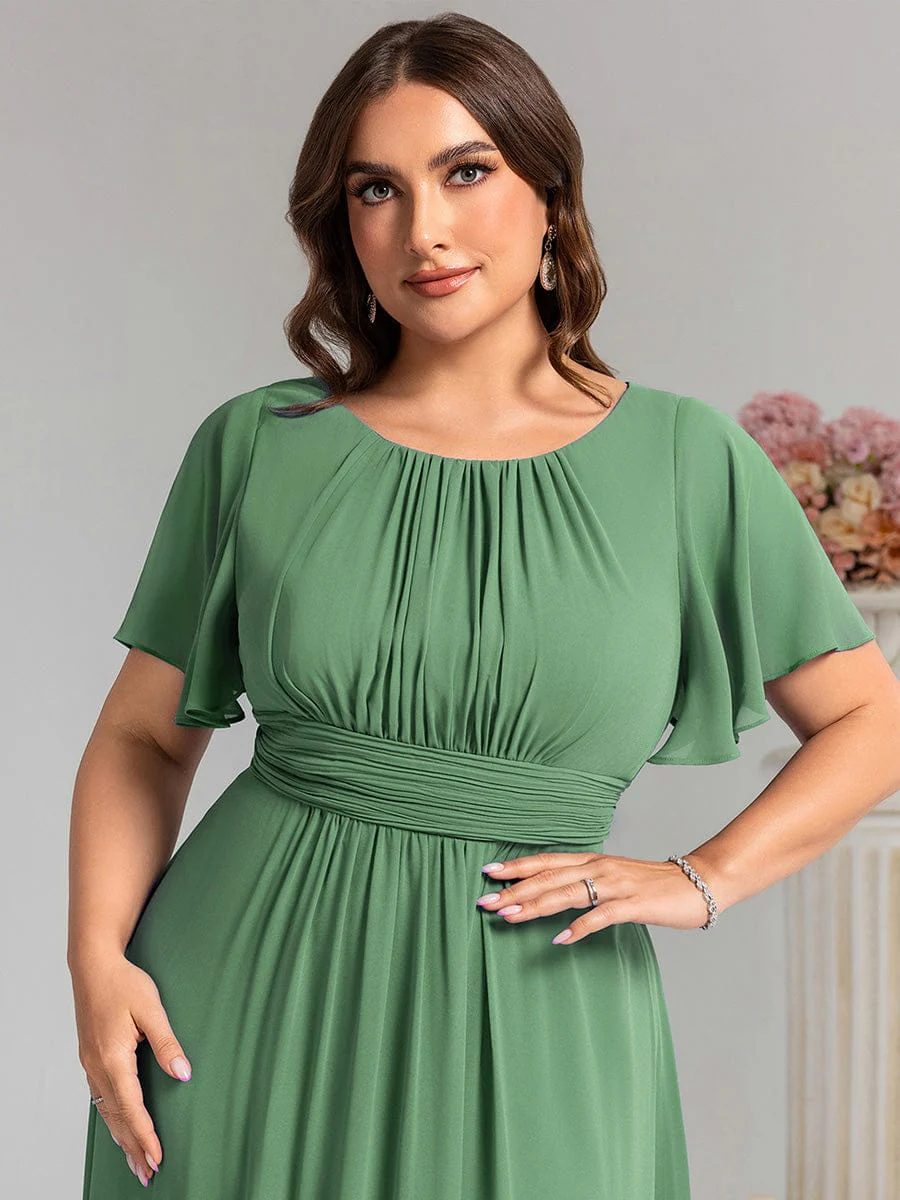 Simple Chiffon Pleated A-Line Round Neckline Bridesmaid Dress - Image 172