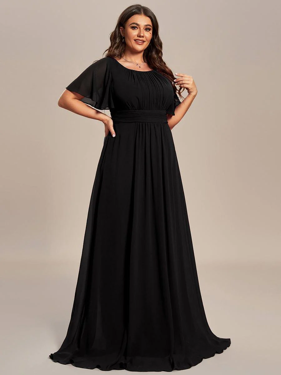 Simple Chiffon Pleated A-Line Round Neckline Bridesmaid Dress - Image 26