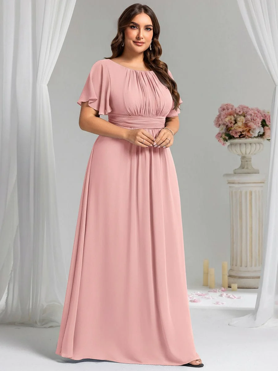 Simple Chiffon Pleated A-Line Round Neckline Dress in Black - Image 16