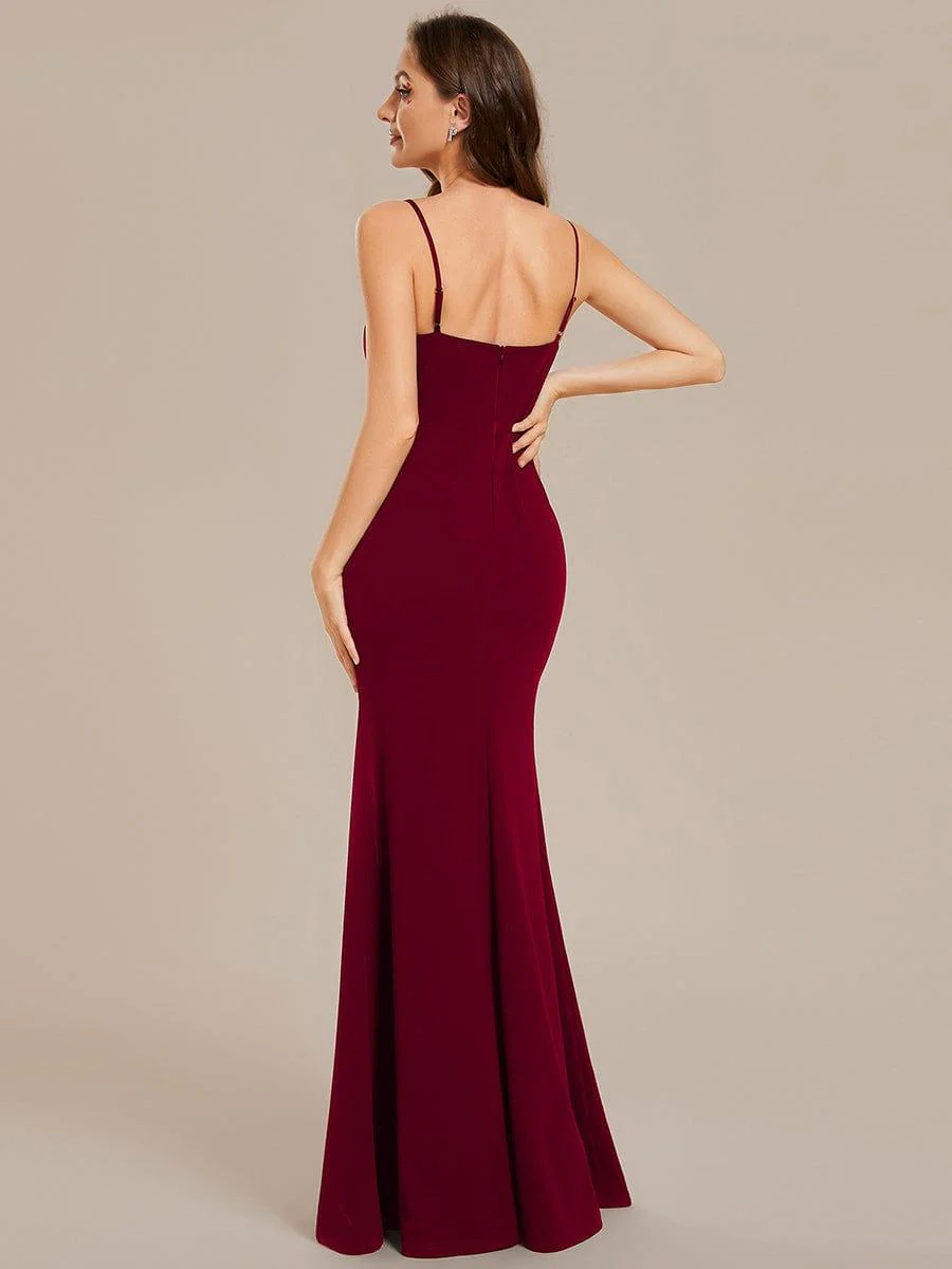 Simple Spaghetti Straps High Slit Bodycon Evening Dress(Final Sale) - Image 7