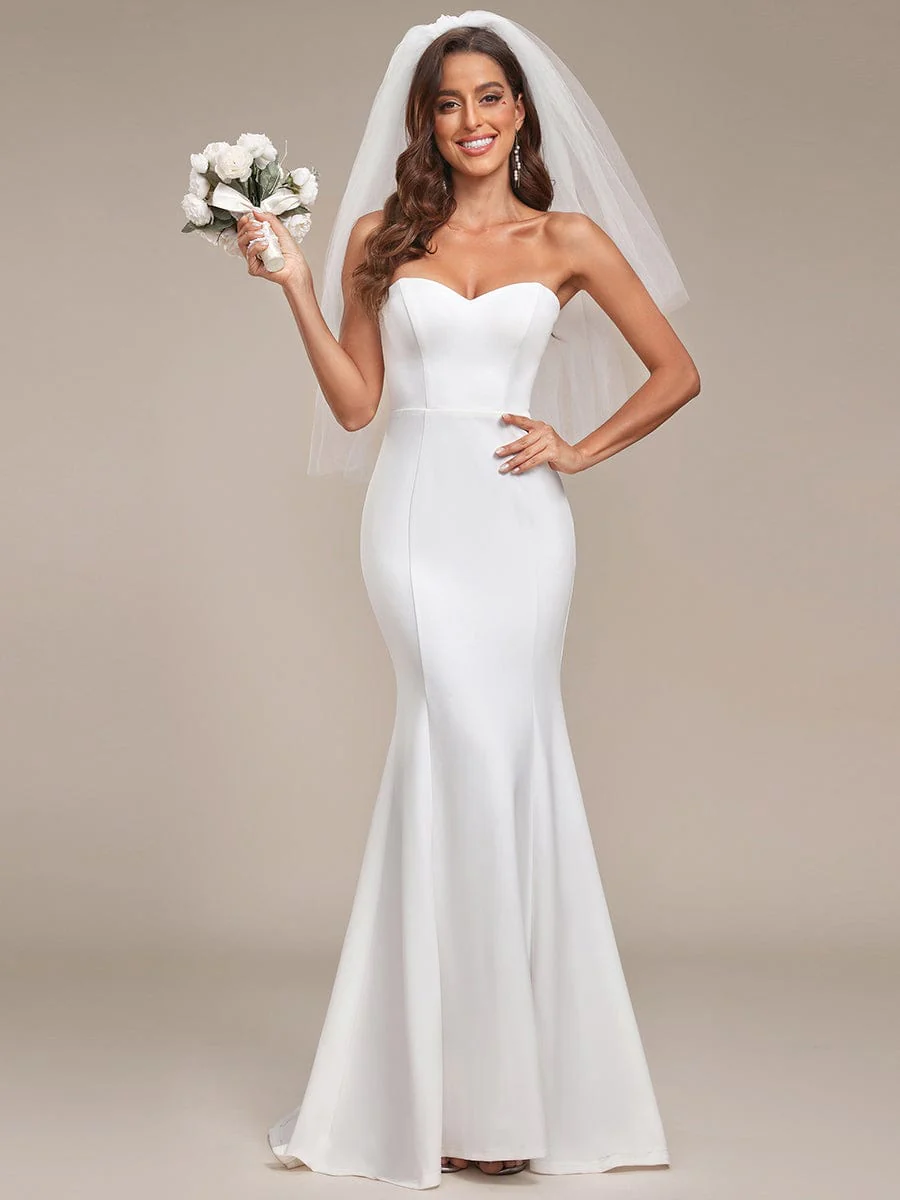 Simple Strapless Sweetheart Mermaid Wedding Dress - Image 2