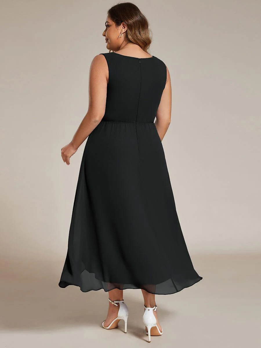 ever IRYS|Sleeveless Chiffon High-Low Wedding Guest Dress with Waist Applique - Image 31