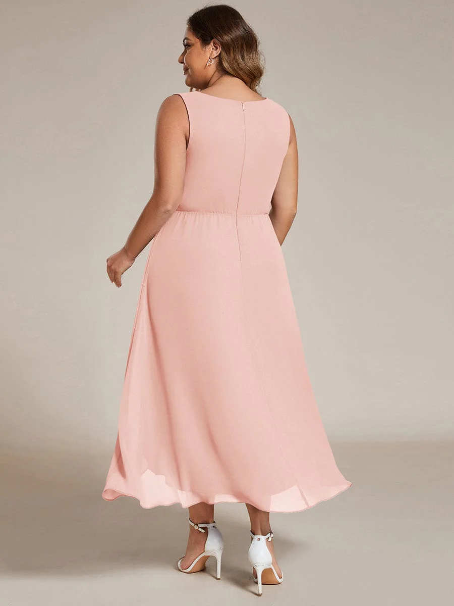 ever IRYS|Sleeveless Chiffon High-Low Wedding Guest Dress with Waist Applique - Image 48