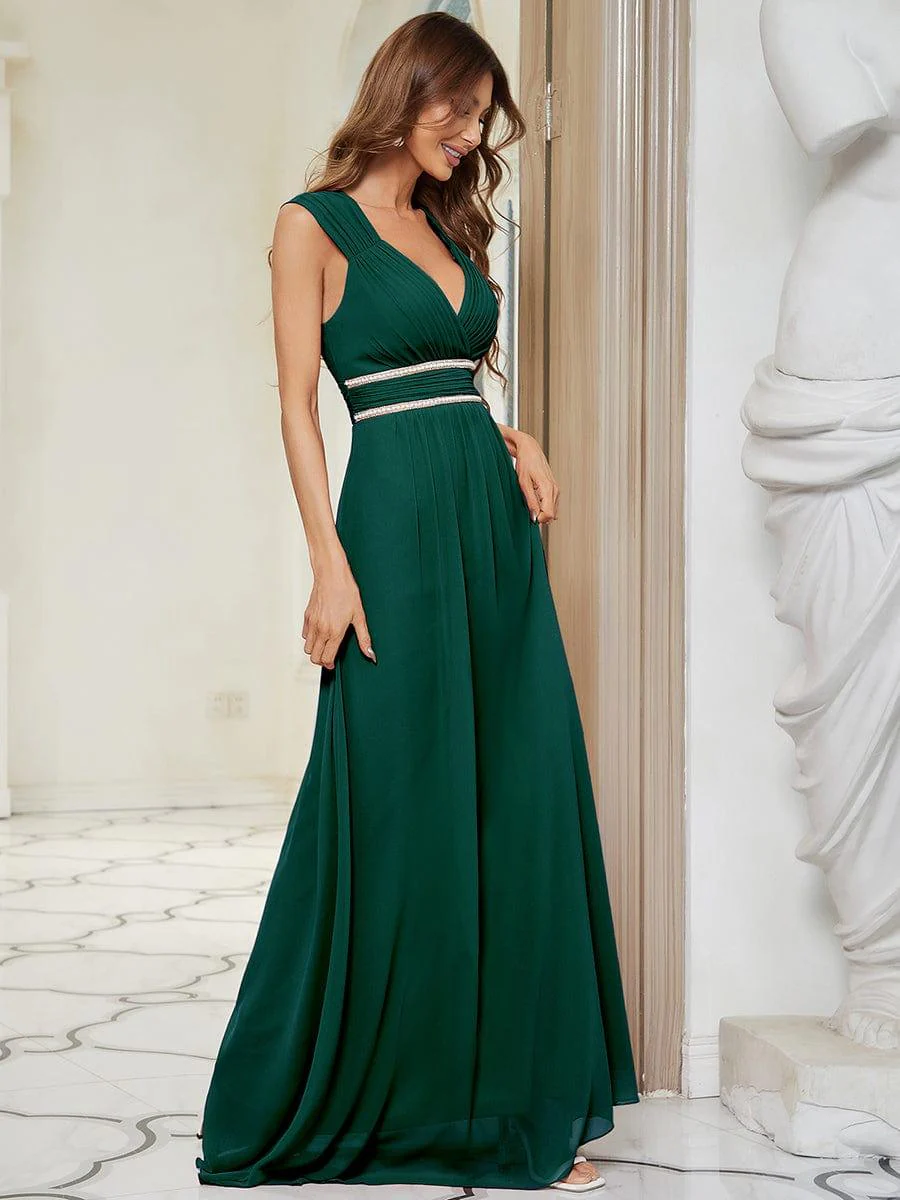 Sleeveless Grecian Style Dress for Women in Dark Green - Image 5