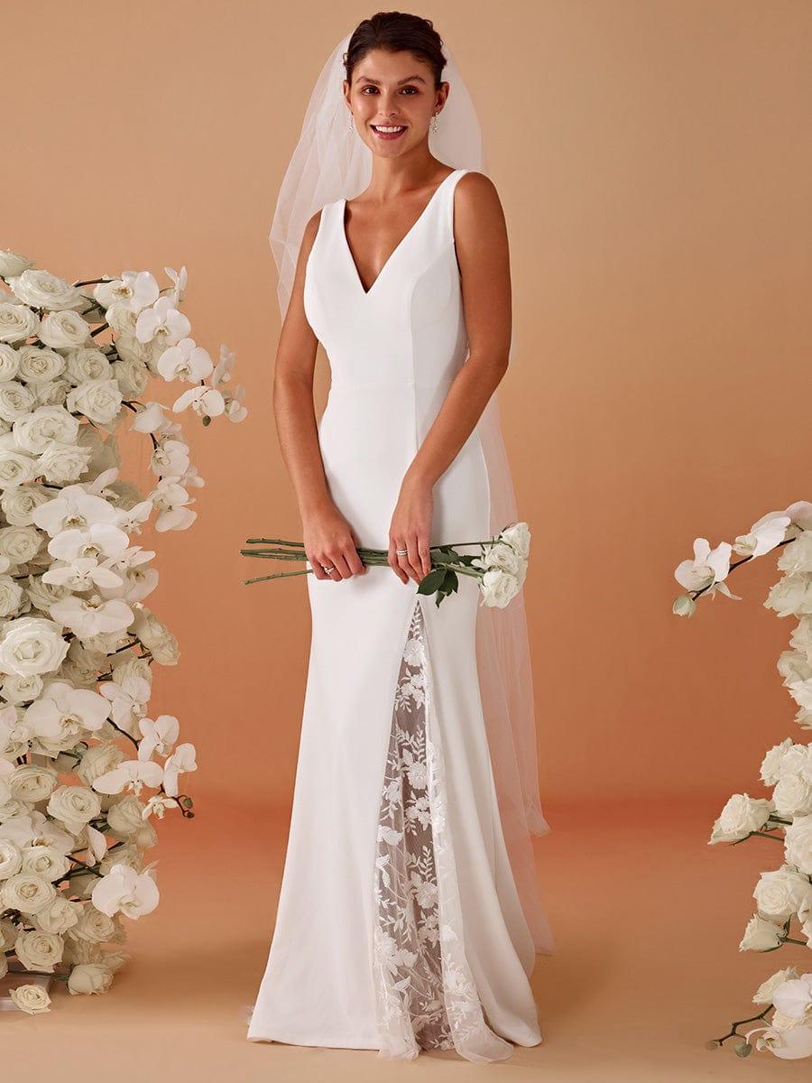 Sleeveless Polyester Mermaid Wedding Dress with Lace Back - Image 2