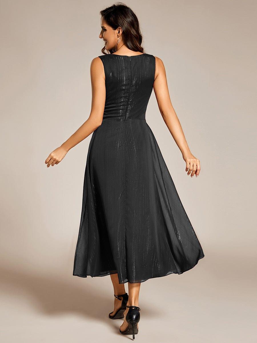 ever MEI|Sleeveless Twist Knot A-Line Lotus Leaf Shimmering Wedding Guest Dress(Final Sale) - Image 7
