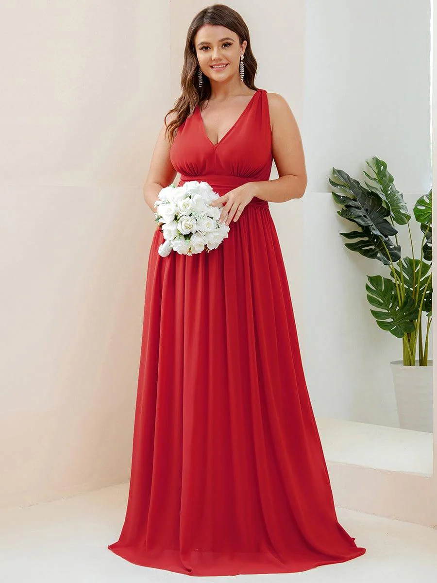 ever HUSH|V Neck Sleeveless Pleated Chiffon Evening Dress - Image 117