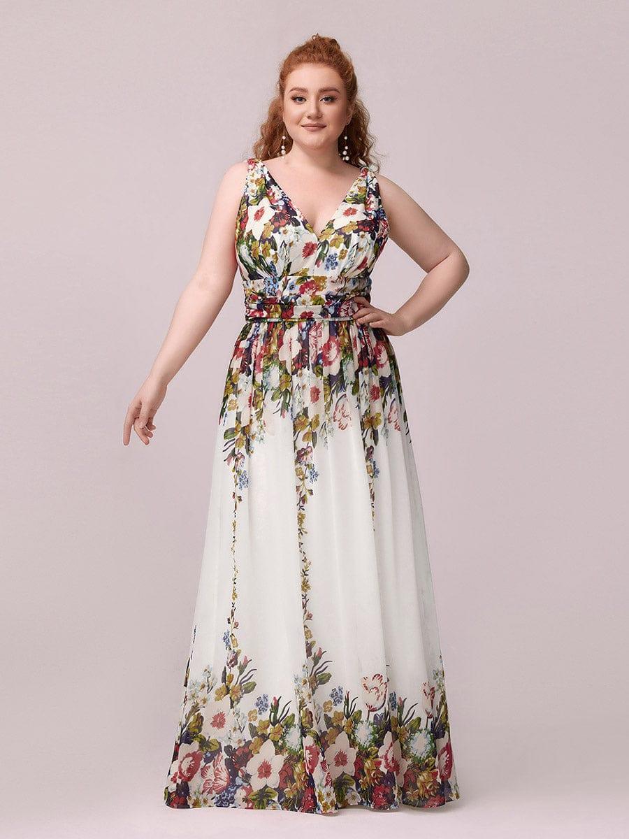 ever HUSH|V Neck Sleeveless Pleated Chiffon Evening Dress - Image 131