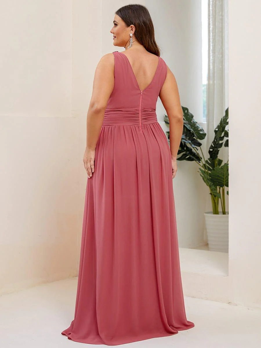 ever HUSH|V Neck Sleeveless Pleated Chiffon Evening Dress - Image 89