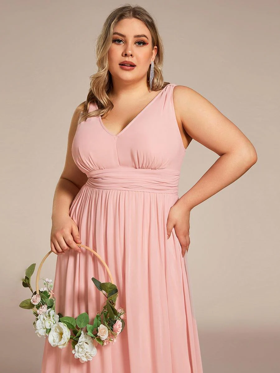 ever HUSH|Elegant V Neck A Line Chiffon Maxi Bridesmaid Dresses - Image 142