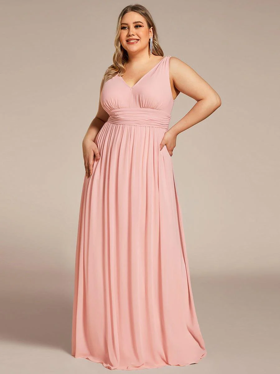 ever HUSH|Elegant V Neck A Line Chiffon Maxi Bridesmaid Dresses - Image 143