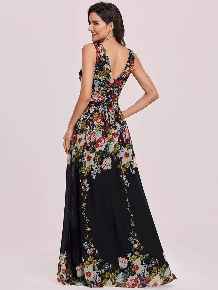 ever HUSH|Elegant V Neck A Line Chiffon Maxi Bridesmaid Dresses - Image 24
