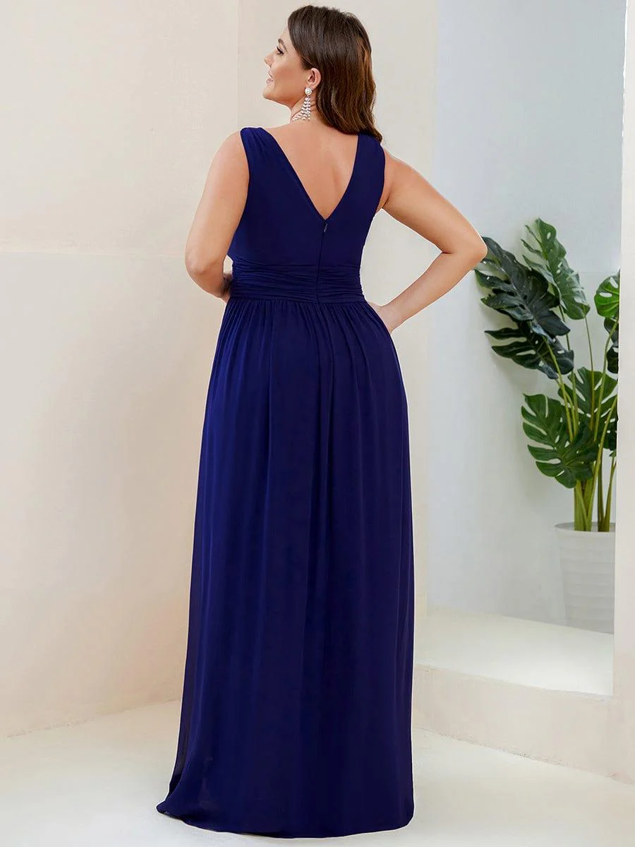 ever HUSH|Elegant V Neck A Line Chiffon Maxi Bridesmaid Dresses - Image 42