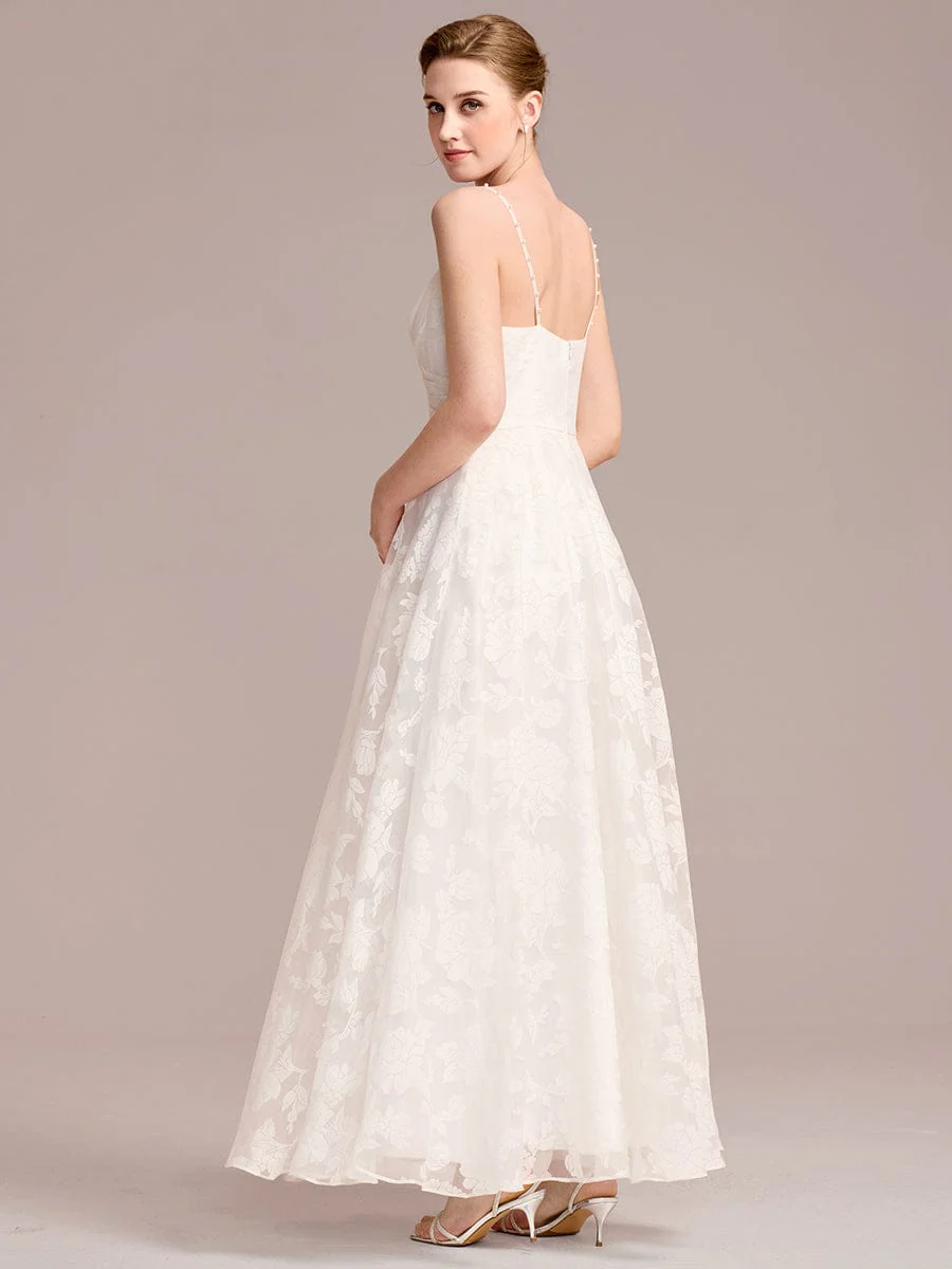Spaghetti Strap Sweetheart Floral Wedding Dress - Image 2