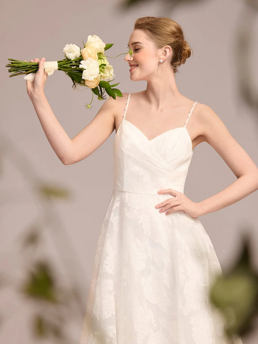 Spaghetti Strap Sweetheart Floral Wedding Dress - Image 5