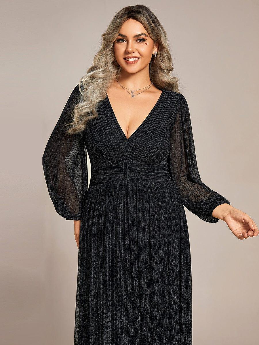 ever BRYM|Sparkle Long Sleeve Wedding Guest Dress with A-line Silhouette - Image 14