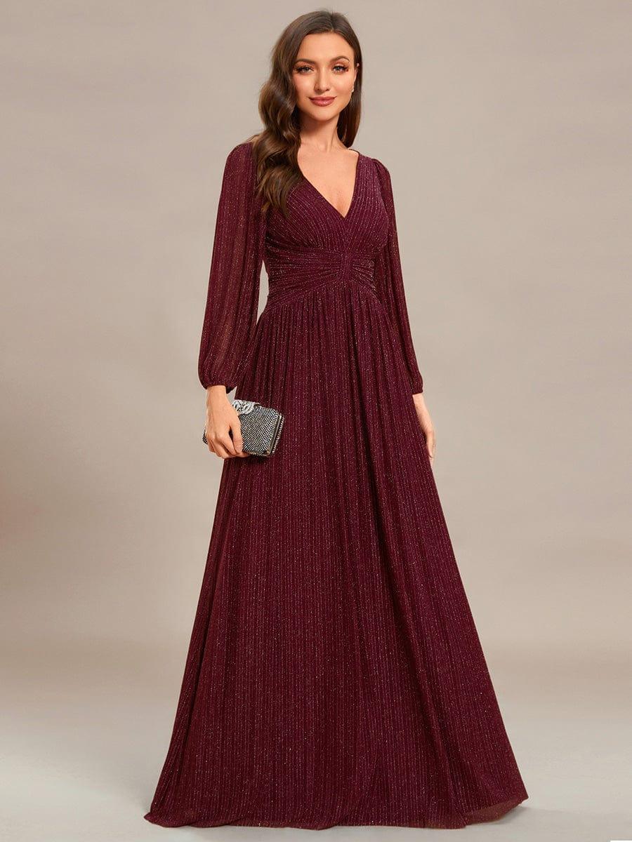 ever BRYM|Sparkle Long Sleeve Wedding Guest Dress with A-line Silhouette - Image 29