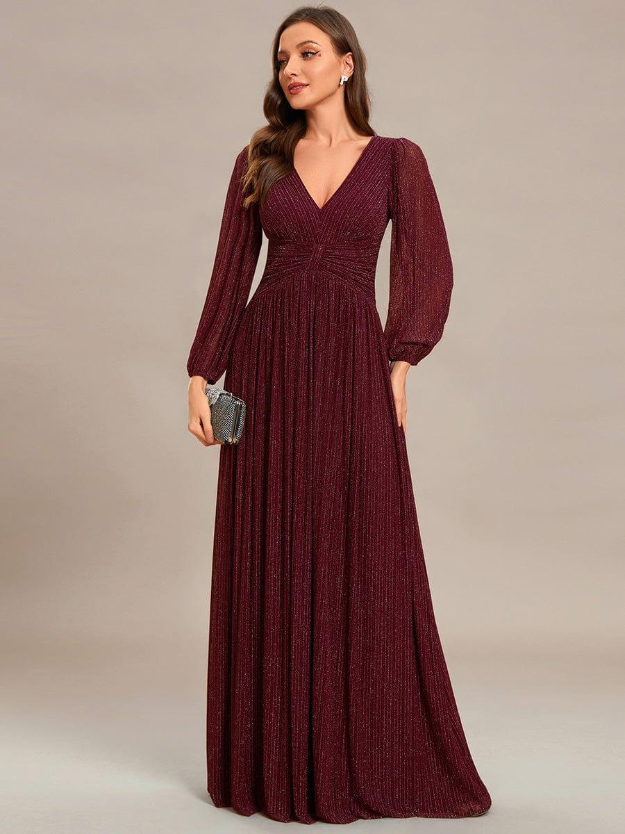 ever BRYM|Sparkle Long Sleeve Wedding Guest Dress with A-line Silhouette - Image 32