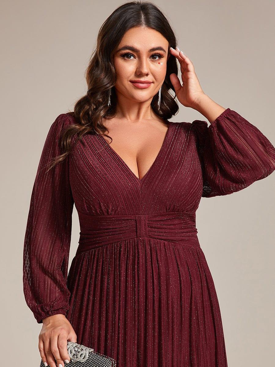 ever BRYM|Sparkle Long Sleeve Wedding Guest Dress with A-line Silhouette - Image 36