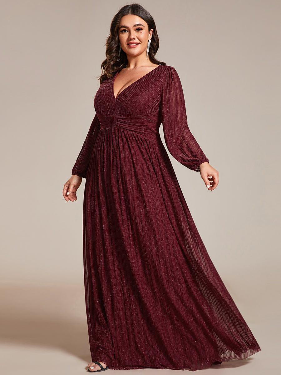 ever BRYM|Sparkle Long Sleeve Wedding Guest Dress with A-line Silhouette - Image 37
