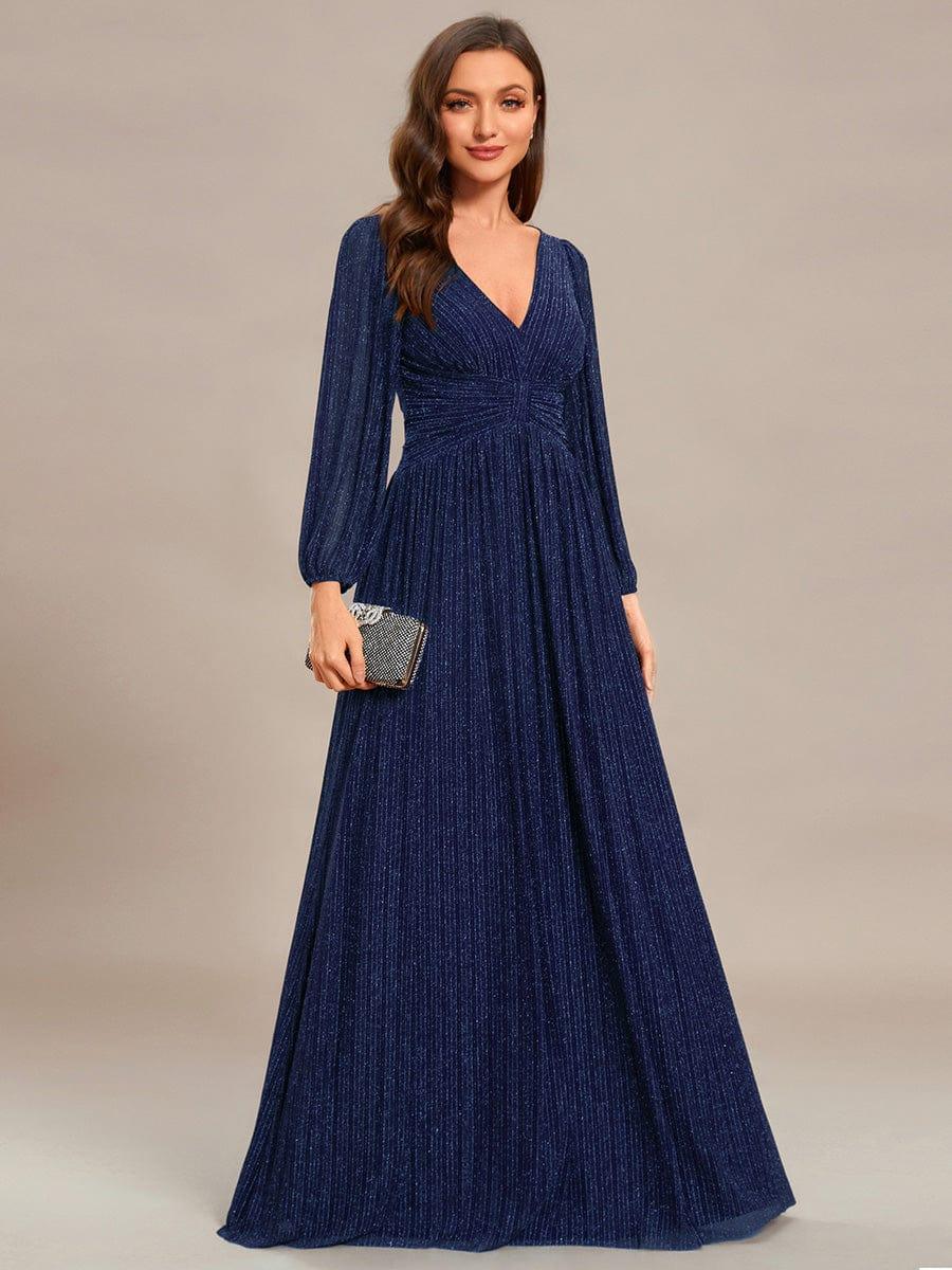ever BRYM|Sparkle Long Sleeve Wedding Guest Dress with A-line Silhouette - Image 41