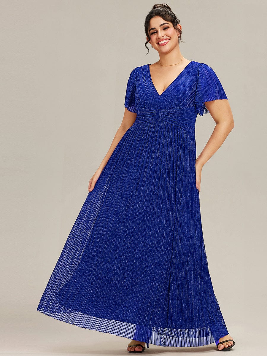 ever DAPHNE|Sparkle Short Sleeves Formal Evening Dress with V-Neck - Image 46