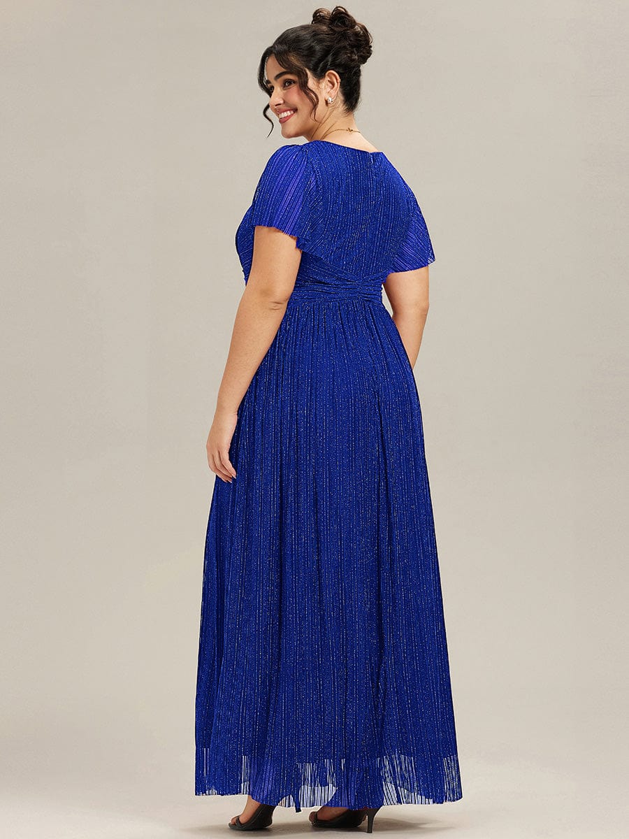 ever DAPHNE|Sparkle Short Sleeves Formal Evening Dress with V-Neck - Image 47