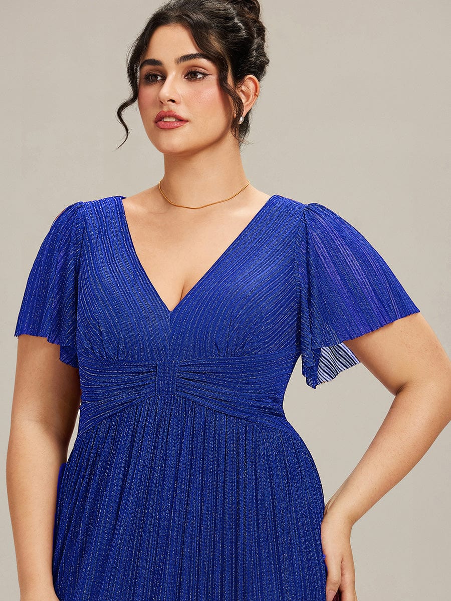 ever DAPHNE|Sparkle Short Sleeves Formal Evening Dress with V-Neck - Image 48