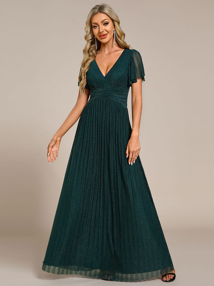 ever DAPHNE|Sparkle Short Sleeves Formal Evening Dress with V-Neck - Image 84