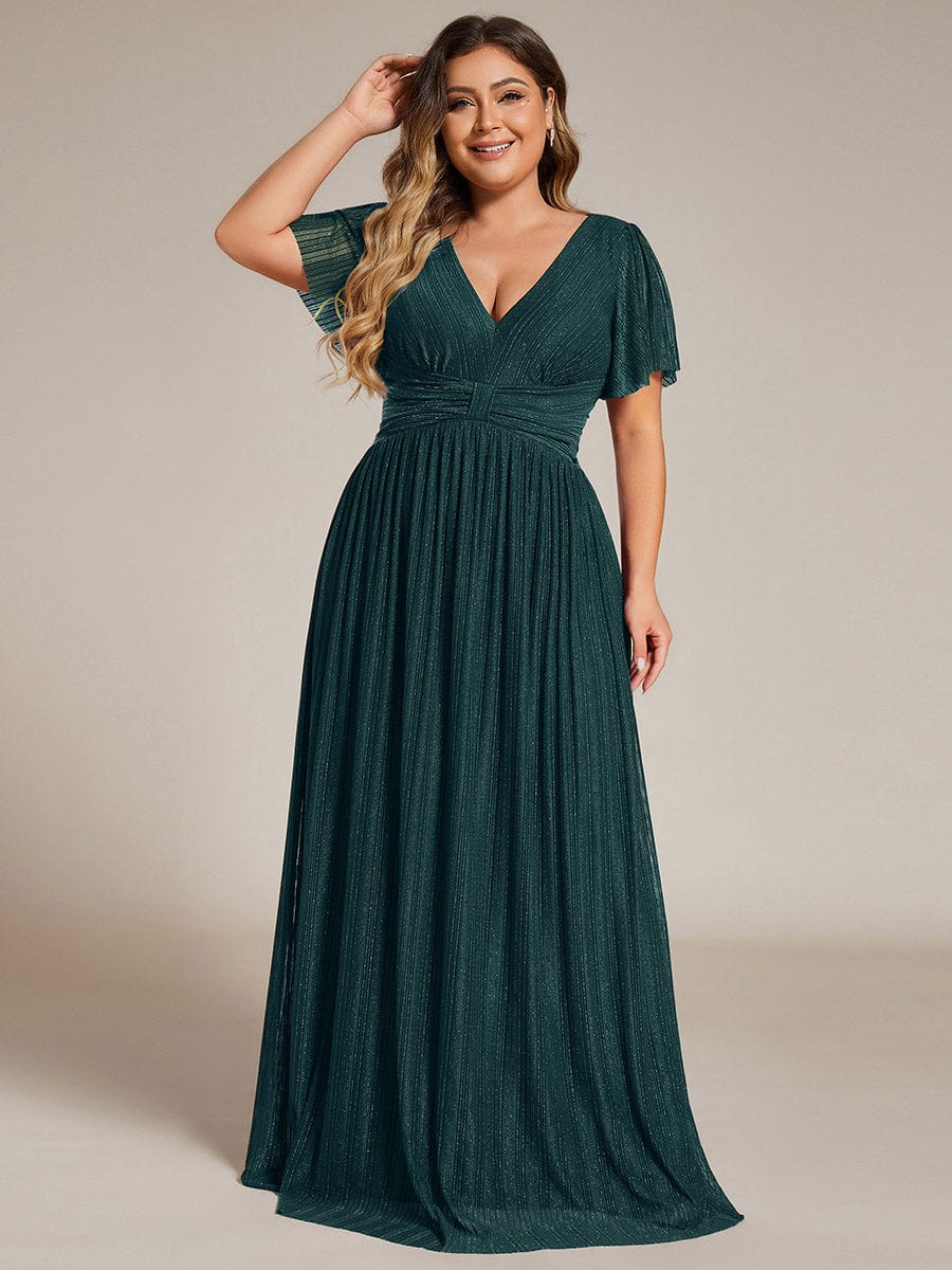 ever DAPHNE|Sparkle Short Sleeves Formal Evening Dress with V-Neck - Image 86