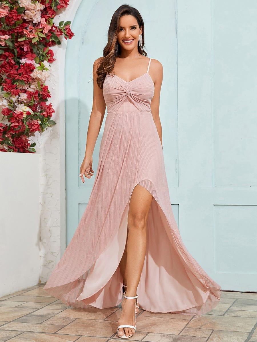 Sparkling High Slit Sleeveless V-Neck Evening Dress with Pleating(Final Sale) - Image 11