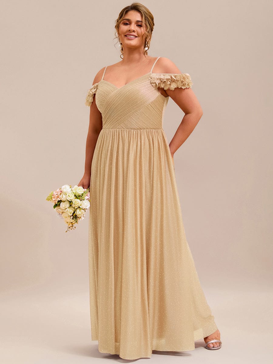 ever AYLANI|Sparkling V-Neck Cold-Shoulder Pleated Evening Dress with Floral Details - Image 99