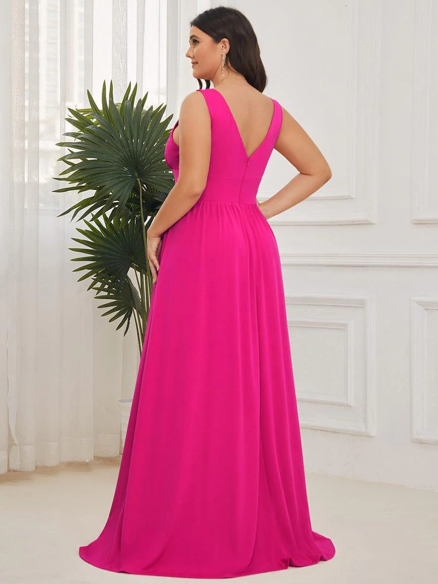ever SORAYA|Stunning V-Neck Empire Waist Floor-Length Evening Dress with High Slit - Image 39