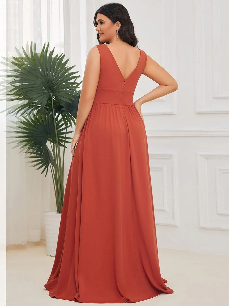 ever SORAYA|Stunning V-Neck Empire Waist Floor-Length Evening Dress with High Slit - Image 6