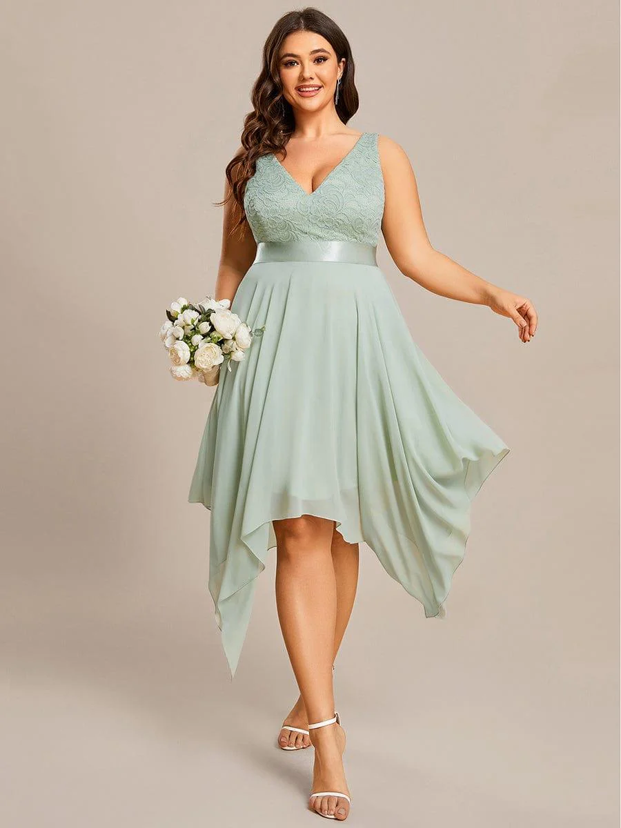 ever COSTA|Stunning V Neck Lace Chiffon Bridesmaid Dress - Image 11