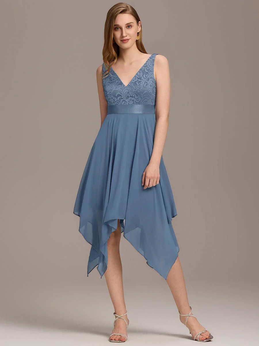 ever COSTA|Stunning V Neck Lace Chiffon Bridesmaid Dress - Image 129