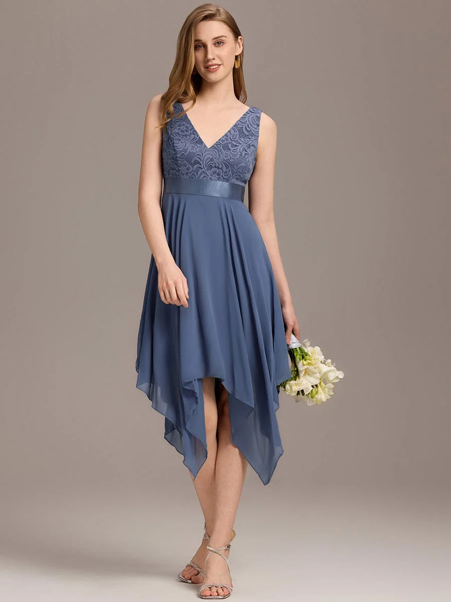 ever COSTA|Stunning V Neck Lace Chiffon Bridesmaid Dress - Image 136